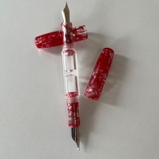 PENBBS Double Nib Fountain Pen, Manju Shaka, Red Acrylic #7da7a2 picture