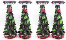 Temp-tations Pillar Holders, Set of 4, Resin,Trees, Cardinal,Candle Stick T49507 picture