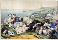Photo:Currier & Ives Peace Family Sheep Dog Seaside 1850s picture
