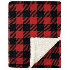 Hudson Baby Unisex Baby Plush Mink and Sherpa Blanket, Buffalo Plaid, One Size picture