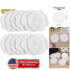 12 Pcs Floral Lace Doilies Cloth,4In White Doily Crochet Doilies picture