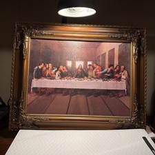 A picture of the Last  Supper framed art decor.  picture