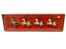 Vintage 1982 Enesco CAROUSEL HORSES Set of 4 Christmas Ornaments -  picture