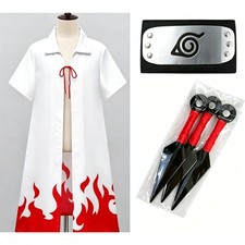 3‑Piece Naruto Minato Cosplay Cloak, 4th Hokage Robe with Headband & Kunai picture