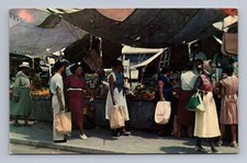 Kingston Vintage Caribbean Postcard Curacao Floating Market Scene 1960 picture