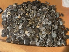 Big Lot Of Light Weight Metal Vtg Buttons Half W Asian Japanese Chinese Markings picture