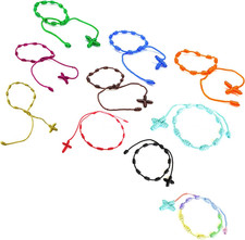 10 Pcs Handmade Rosary Cross Bracelets, Pulseras Decenarios 10 Colors picture