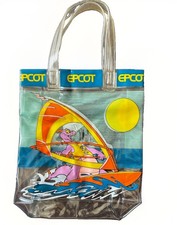 Vintage 1982 EPCOT Center Figment Clear Vinyl Tote Bag Disney World Souvenir picture