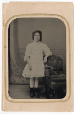 Antique Half-Plate Tintype – Victorian Child with Rose-Tinted Cheeks picture