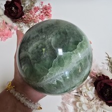 114mm Unique Rainbow Fluorite Green Crystal Sphere Orb (79) picture