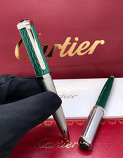 SALE Cartier Santos Ballpoint Pen - Green Silver Limited Edition Luxury Gift Box picture