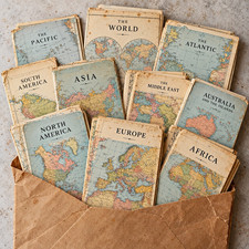 11 Vintage National Geographic Maps 1940s–1950s WWII Era Lot w/ Original Env picture