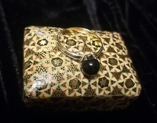 Antique Persian Khatam Ring & Box, Handmade Micro Mosaic Box With Unknown Ring picture