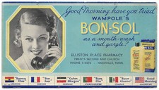 Vintage 1930's Elliston Place Pharmacy Soda Shop Ad Card Bon-Sol Nashville TN M1 picture