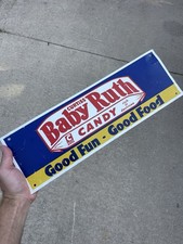 Org. Exceedingly RARE 1950’s BABY RUTH CURTIS CANDY METAL TIN SIGN picture