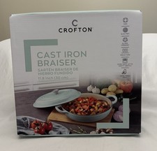 Crofton Cast Iron Braiser W/Steel Knob-Lid Green 3.7 quart 11.8” NIB picture
