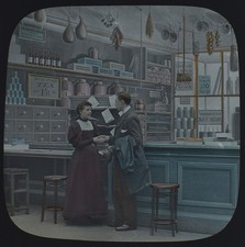 Photo A VILLAGE STORY NO2 C1890 VICTORIAN STORY TINTED Magic Lantern Slide SHOP picture