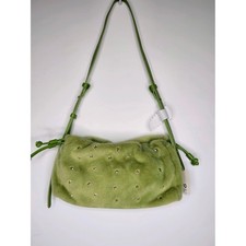 NWT Anthropologie Olive Lime Faux Fur Star Studded Drawstring Shoulder Bag Green picture