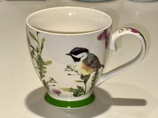 English Mug Co. Coffee Cup Mug Chickadee Bird Flowers Butterfly EUC picture