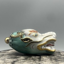 Collection Chinese Old Beijing Porcelain Carved Painted Dragon Exquisite Bottle picture