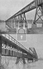 Railroad Train Bridges Roanoke River Weldon North Carolina NC - Reprint picture