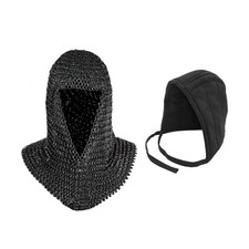 Pack of Chainmail Coif and Cotton Padded Arming Cap Protector Under Armor Cha... picture