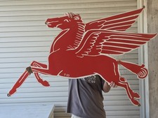 GIANT VINTAGE MOBIL PEGASUS HORSE PORCELAIN SIGN 40