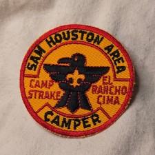 VTG 1960s BSA CAMP STRAKE Patch Sam Houston Boy Scouts Of America Camper Yellow picture
