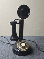 Vintage Japan Candlestick Rotary Telephone Black Brass Working Tested Phone picture