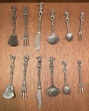 Vtg Ugo Bellini Montagnani Italy Ornate Silver Small Figural Flatware Lot of 12 picture