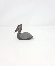 Vintage Miniature Pelican Hand Carved Wood Painted signed KW Burt Collectible  picture