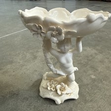 Vtg Napco Japan White Ceramic Cherub Compote Bowl Pedestal Soap Candy Dish  picture