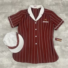 vintage 1983 McDonalds uniform womens button up shirt & cap & name badge 80s picture