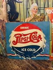 VINTAGE C. 1942 DRINK PEPSI COLA SIGN COCA COLA COKE 7UP DR PEPPER ORANGE CRUSH picture