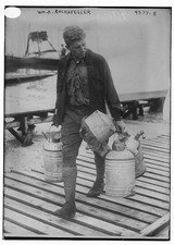 Photo:William Rockefeller 1900s Man Carrying Milk Cans Dock Waterfront picture