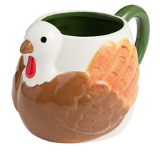 Orange Green Turkey Thanksgiving Ceramic Mug 20 oz – Hand Painted Figural picture