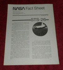 1987 NASA Fact Sheet STS-26 Space Shuttle Discovery Mission Return To Flight JFK picture