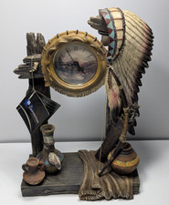 Vintage South Western Home Deco Native American Indian Desk Clock Roman #500 picture
