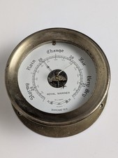 Vintage Royal Mariner Brass Aneroid Barometer Nautical Marine Wall Mount AS-IS picture