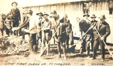 1910 RPPC FORT SHERIDAN FIRST CLEAN UP 127 U.S.P.B. ILLINOIS US ARMY POSTCARD picture