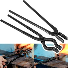 Knife Making Tongs Set Blacksmith Bladesmith Wolf Jaw V-Bit Tongs Kit Forge 2pcs picture