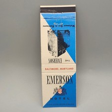 Vintage EMERSON Hotel Matchbook Cover Baltimore Maryland Advertising Match picture