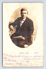 c1907 RPPC Postcard Cameo Border Portrait of Man in Suit New London OH Ohio picture