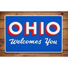 Ohio Welcomes You Road Sign State Entrance Highway Freeway Interstate  picture