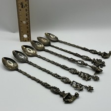 Vintage Italian Souvenir Decorative Collector Spoons Silver Tone Figural Set picture