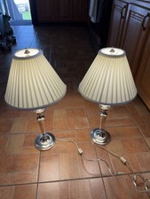 Vtg Pair Frederick Cooper Candlestick/Buffet Lamps Polished chrome Tone. Read picture