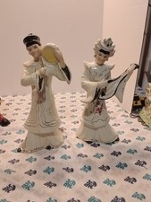 Vintage Asian musician couple very detailed Asian figurines 50s Asian decor picture