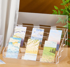 Menkxi 5 Tier Greeting Card Display Stand 12.5 x 7 x 9.5 Inch Clear Acrylic Stic picture