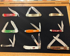 Case Pocketknife Lot of 9 in Display Case Bone Handle, Stainless, 1998 picture