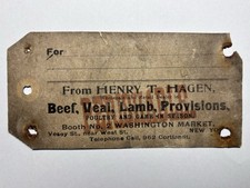 Antique 1890s Henry T Hagen Washington Market NYC Butcher Advertising Tag picture